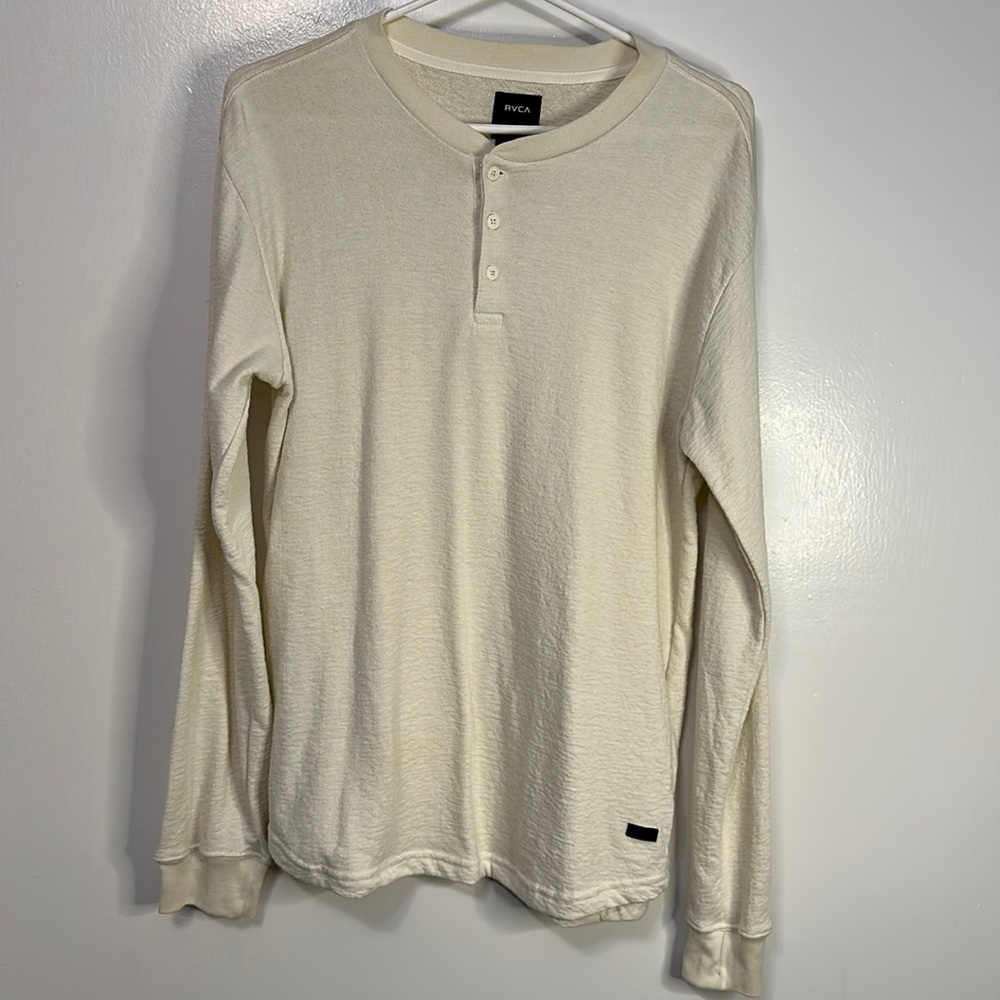 RVCA Men’s cream long sleeve shirt size large